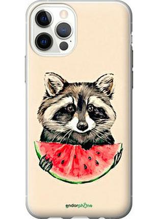 Чохол на iphone 12 pro єнотик з кавуном "4605u-2052-7673"