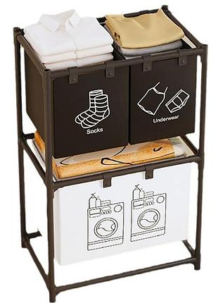 Підлоговий кошик для білизни на 3 відділення, 97х57х28см, sklm-24
