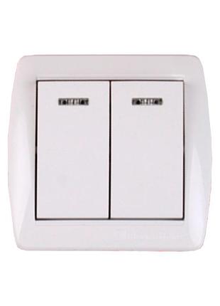 Вимикач подвійний з підсвічуванням, acura білий