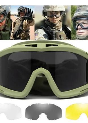 Баллистические очки с сменными линзами олива – защитная маска revision для солдата. dm-11