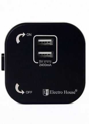 Розетка трекова подвійна usb 2.4 а, unique elegance pandora black