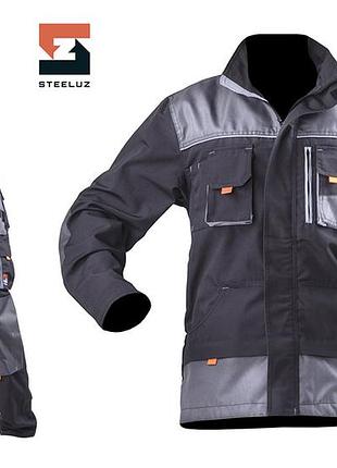 Костюм робочий steeluz куртка та напівкомбінезон, темно-сірий (світло-сіра обробка), 56