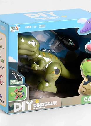 Игрушка конструктор 269-54 (96/2) “динозавр”, 13 деталей, подвижные конечности, отвертка, в коробке