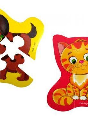 Магнитные беби пазлы "котенок и щенок"