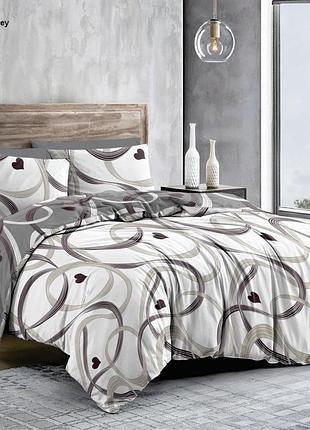 Постільна білизна бязь романтика сірий двоспальний євро