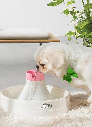 Фонтан-поилка для кошек и собак beacon pet 3l с фильтрацией и циркуляцией воды с насыщением активным