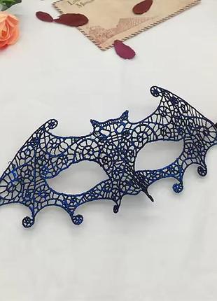 Венецианская карнавальная маска летучая мышь на лицо one size синий