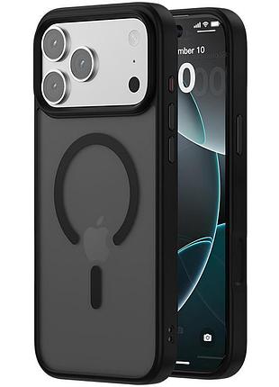 Tpu+pc чехол metal buttons with magsafe colorful для apple iphone 17 pro (6.3") черный / black