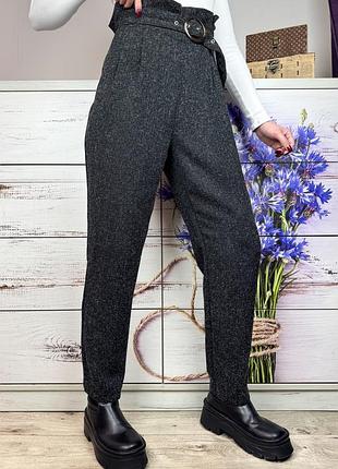 Фактурні завужені брюки на високій посадці 1+1=3