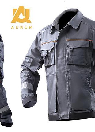 Костюм рабочий aurum куртка и брюки из хлопка серый, 40