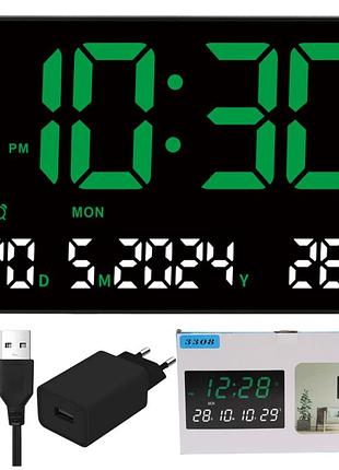 Настенные часы с подсветкой и термометром, от usb, 3308