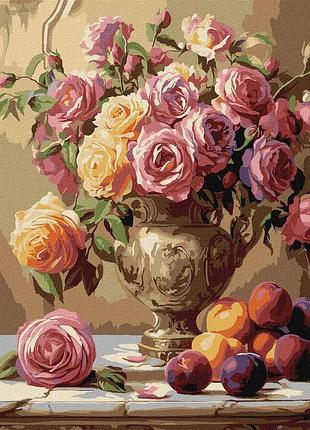 Картина по номерам цветы. букет разноцветных роз 30*40 см идейка kho 3291