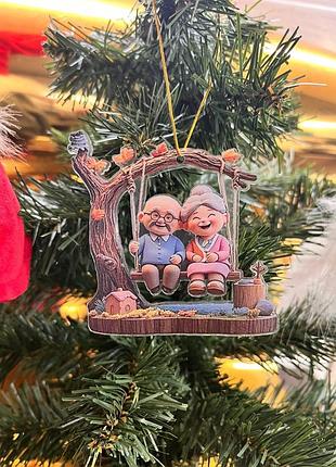 Эмоциональный акриловый подвеска "бабусь и дедуль на хойдалке" | идеальный подарок к рижнице/новый год 8*8 см