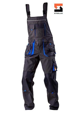 Полукомбинезон рабочий steeluz темно-серый с синей отделкой, 50