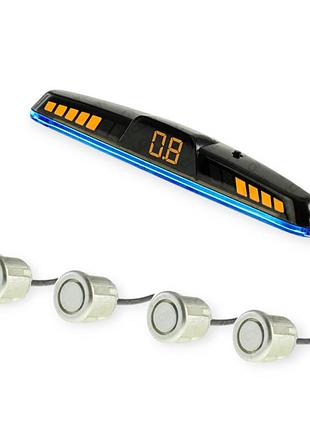 Парктроник 4 датчика 18,5 мм cyclone sj-4d led дисплей-шкала/звук. сигнал/серый