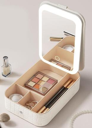 Дорожная косметичка с зеркалом и подсветкой 20,5х14x5,5см