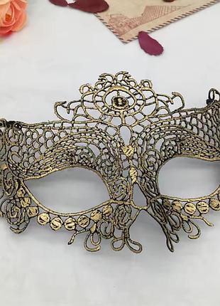 Маска кружевная one size золотистый