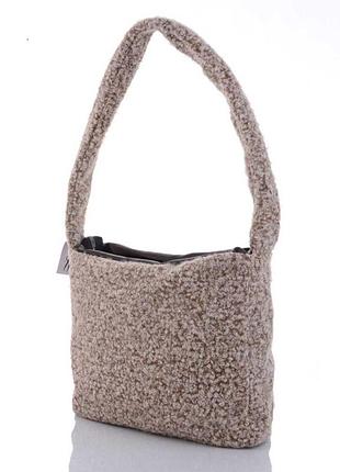 Жіноча хутряна сумка, хутряна сумочка крос-боді «кіко» сіра кавовий
