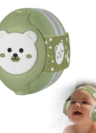 Детские противошумные наушники baby earmuffs наушники для детей до 36 месяцев, цвет: зеленый