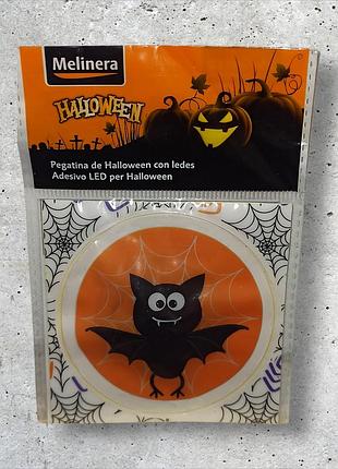 Наклейка для хэллоуина 8 см со светодиодами летучая мышь оранжевый