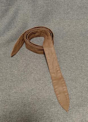 Пояс зав'язувати коричневий жіночий текстильний типу як під шкірзамінник на зав'язку для куртки чи пальто чи плаття