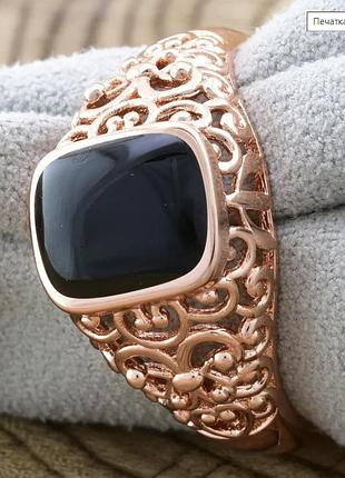 Печатка xuping черный оникс 13709, черная эмаль, позолота ро, ширина 14 мм, размер 19, вес 5,2 г, мужская