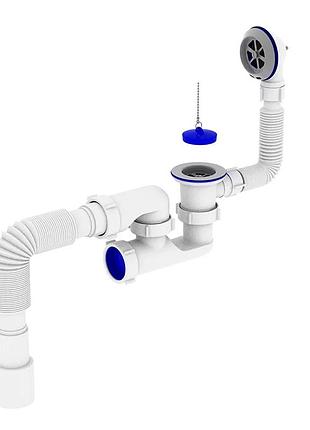 Сифон для ванной zerix sv-02-a 1 1/2" с ревизией, выпуском и переливом (zx4958) yousf