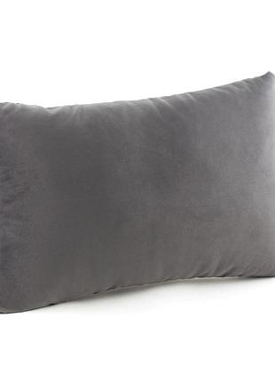 Подушка декоративная прямоугольная, темно серый флок_под нанесение
