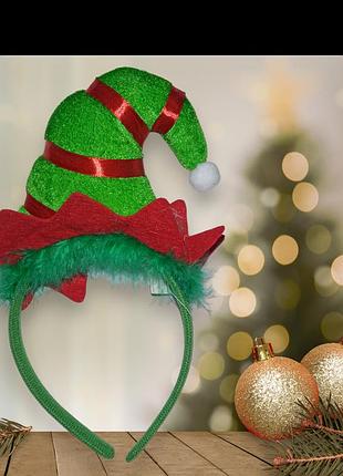 Різдвяний обруч для волосся капелюх ельфа one size зелений