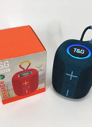 Портативная bluetooth колонка tg658 8w с rgb подсветкой, аккумуляторная переносная колонка. цвет: синий