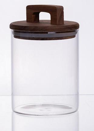 Банка для сыпучих продуктов с бамбуковой крышкой 800 мл 64486-65