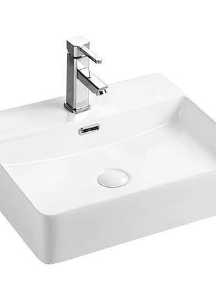 Умывальник накладной керамический mixxus premium quadro-0201 с переливом 500x420x120mm (mp6478) yousf