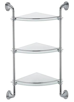 Стеклянная полка в ванную углова 3-ярусная zerix lr1507-3 (ll1409) yousf