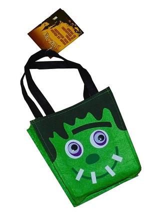 Сумка с фетра франкенштейн для конфет на хеллоуин 20х20,5см зеленый