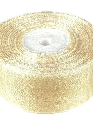 Лента с органзы "айвори" 4,0см х 50 ярдов бежевый marill (d02040-bk06)