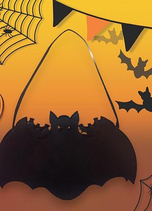 Сумка с фетра летучая мышь для конфет на хеллоуин 17х9см черный