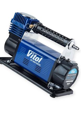 Компресор vitol 10атм/160л/50а/7м шланг спіраль з манометром та дефлятором/клеми/насадки/кейс