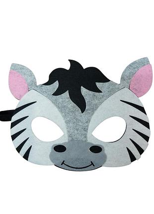 Детская маска зебра для детского праздника из фетра one size разноцветный