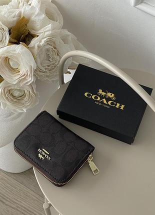 Кошелек женский coach коричневый мини коуч