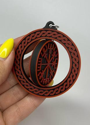 Брелок finding круглый амулет руны серединка крутится кольцо с цепочкой черный красный 55.5 мм х 6 мм