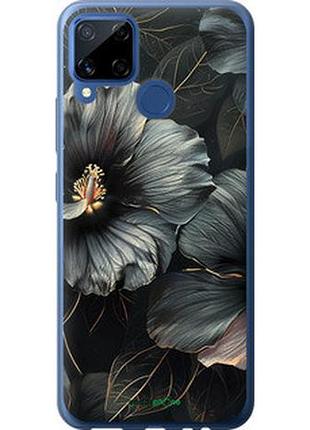Чехол на realme c15 черные цветы "6031u-2063-7673"