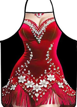 Фартук прикольный девушка в танцевальном платье 80 на 60 см разноцветный