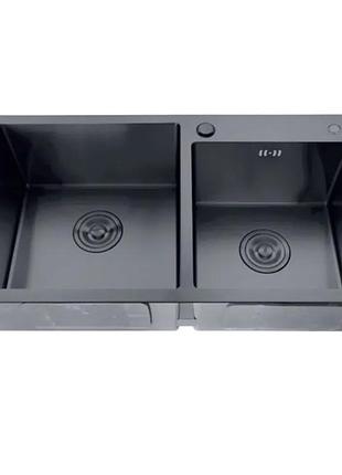 Мойка из нерж. стали zerix zh7843d-215 nano-black (3.0/0.8) (mx1594)