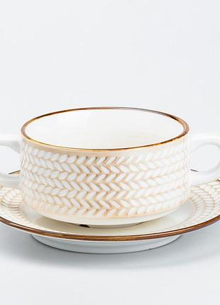 Глибока керамічна тарілка для супу 300 мл універсальний посуд для борщів бульйонів крем-супів ve-33