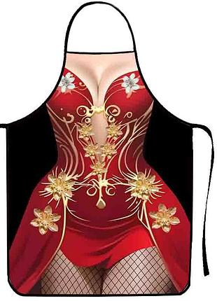 Фартук с прикольным принтом девушка 80 на 60 см разноцветный