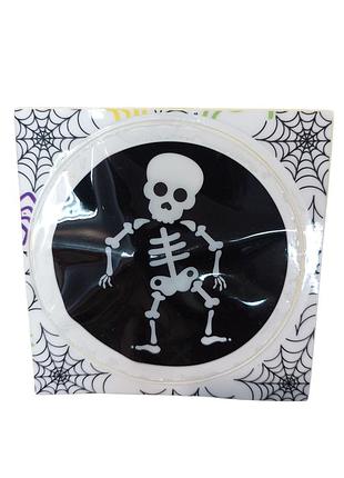 Наклейка для хелловін скелет 8 см біло-чорний