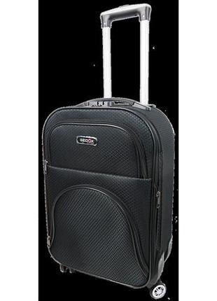 Маленька тканинна валіза на колесах 42l gedox gd polo темно-сіра картата