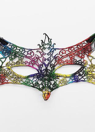 Маска для карнавала лис на завязках one size мультиколор