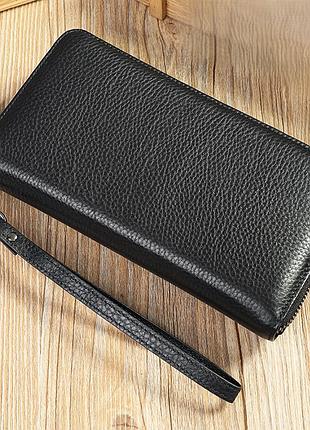 Большой мужской кожаный клатч портмоне с ручкой. кошелек из натуральной кожи