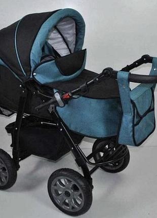 Коляска трансформер viki карина голубой
